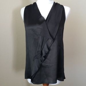 Kenar Black Silk Sleeveless Top